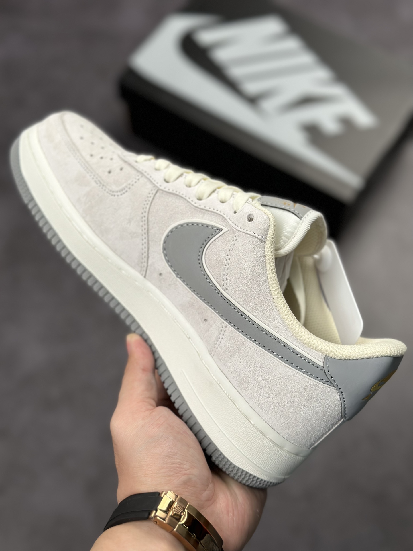 Nike Air Force 1 Low 07 gray suede small hook KK5636-610