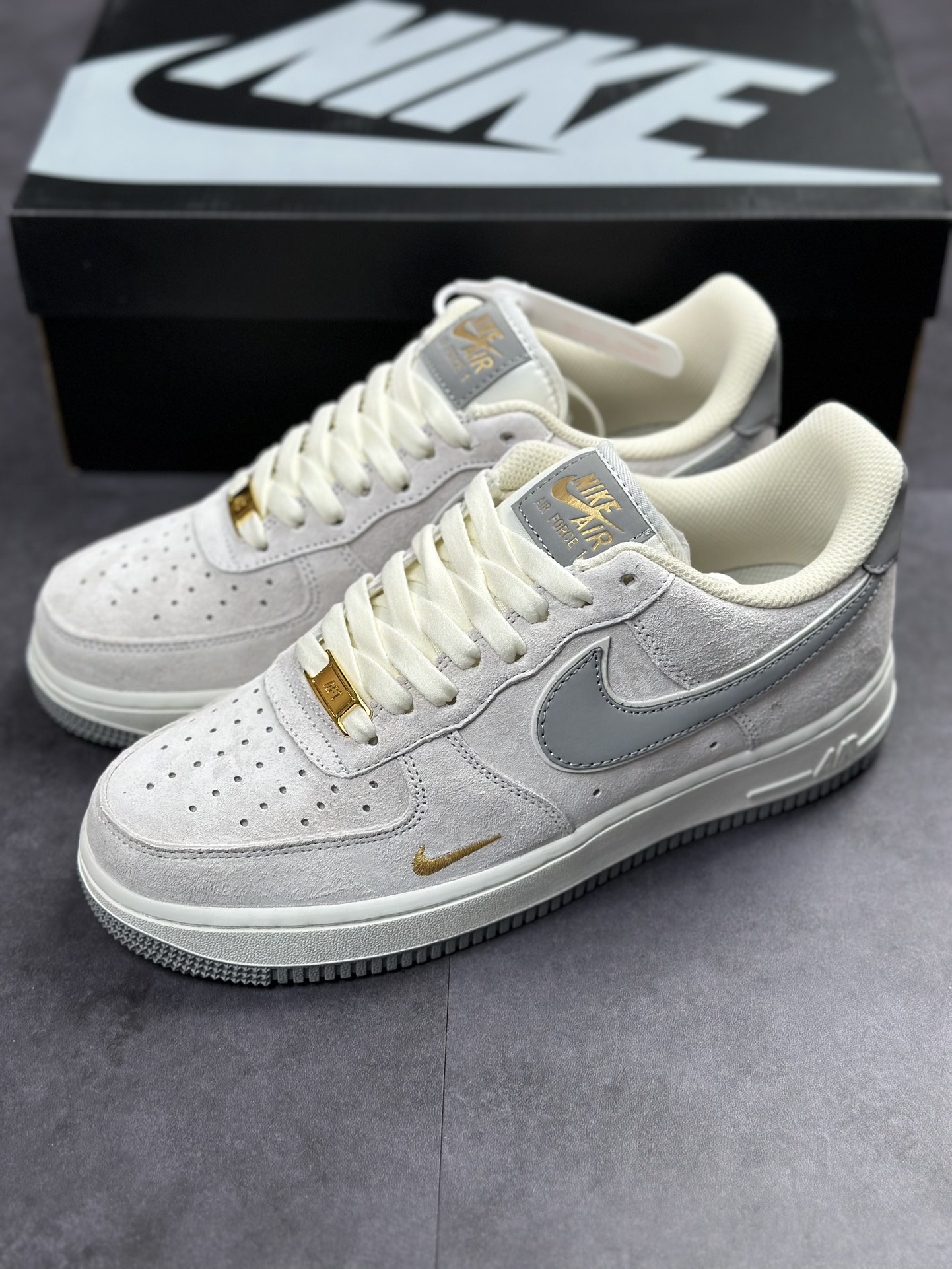 Nike Air Force 1 Low 07 gray suede small hook KK5636-610