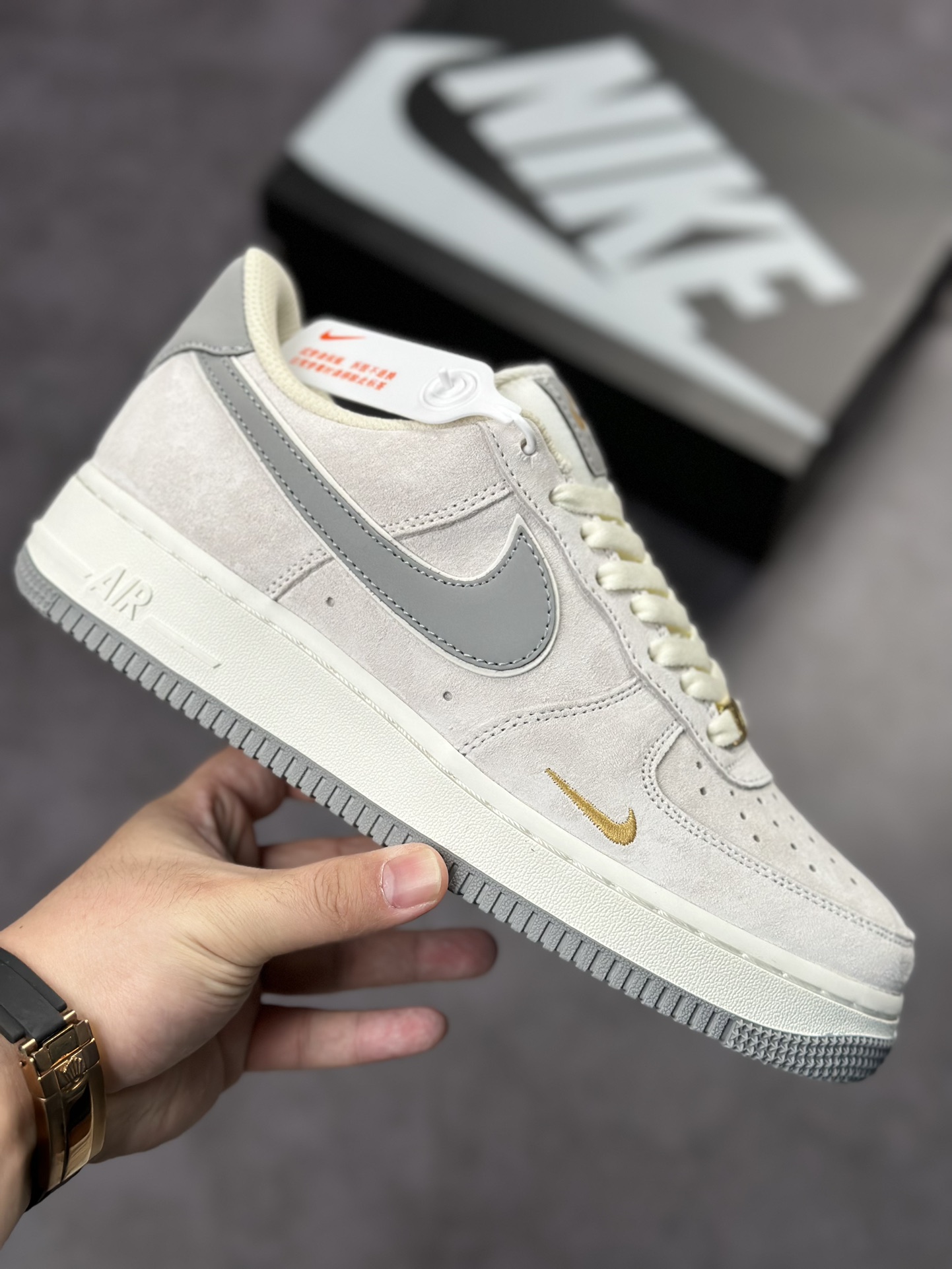 Nike Air Force 1 Low 07 gray suede small hook KK5636-610