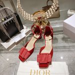 Dior Sandals Single Layer Shoes Black Genuine Leather Sheepskin Spring Collection
