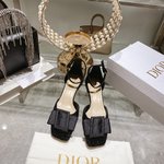 Dior Wholesale
 Sandals Single Layer Shoes Black Genuine Leather Sheepskin Spring Collection