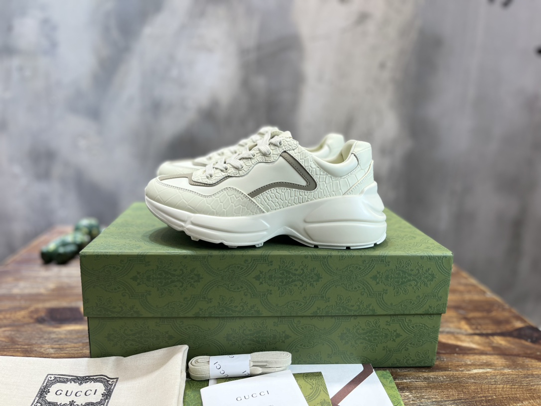 Gucci 2022新配色 莞产 代购渠道版本 Gucci Rhyton Vintage Trainer Sneaker