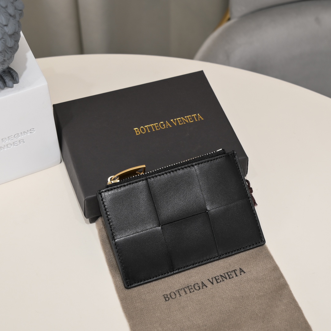 Bottega Veneta Intrecciato Leather Card Case Zip Coin Purse