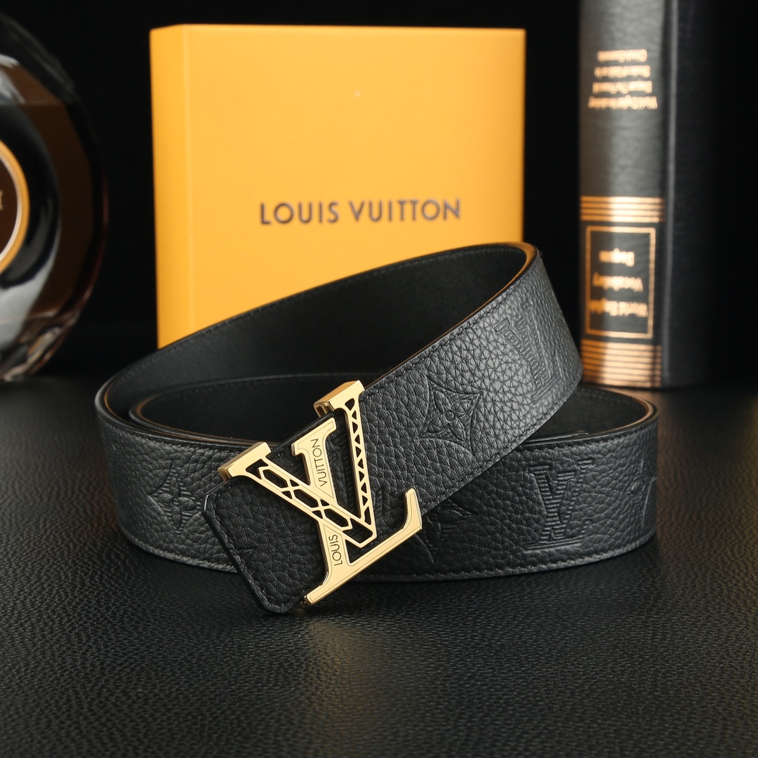 Louis Vuitton Lv路易威登㊙ 高档品质 宽度3 8精美钢扣头 意大利进口头层荔枝纹牛皮 花纹 手感极佳 男士最爱 商务休闲两用长度100一125 下单请留言长度