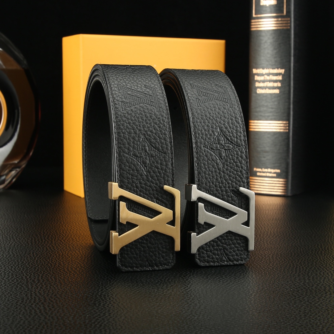 Louis Vuitton Lv路易威登㊙ 高档品质 宽度3 8精美钢扣头 意大利进口头层荔枝纹牛皮 花纹 手感极佳 男士最爱 商务休闲两用长度100一125 下单请留言长度
