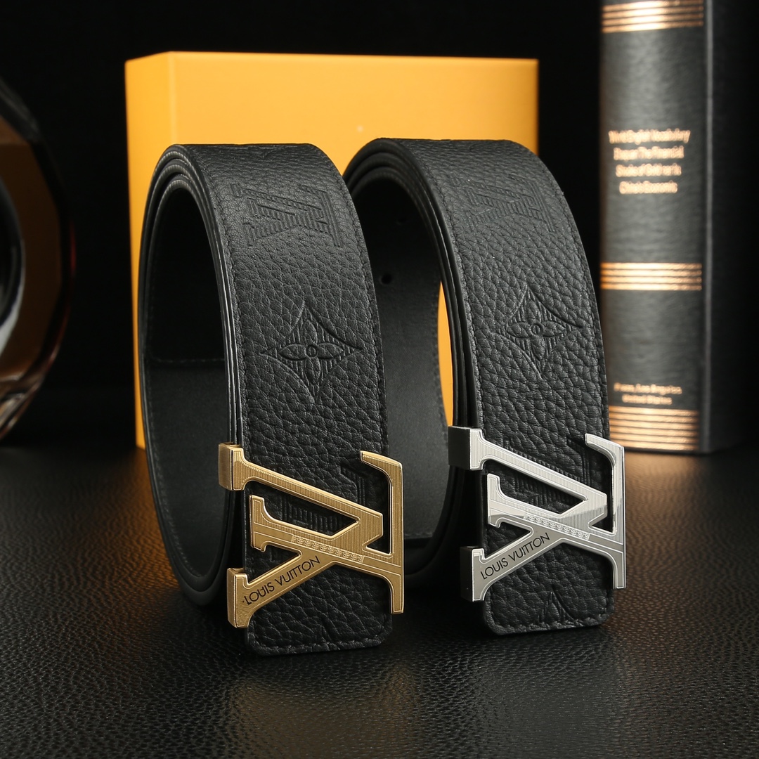 Louis Vuitton Lv路易威登㊙ 高档品质 宽度3 8精美钢扣头 意大利进口头层荔枝纹牛皮 花纹 手感极佳 男士最爱 商务休闲两用长度100一125 下单请留言长度