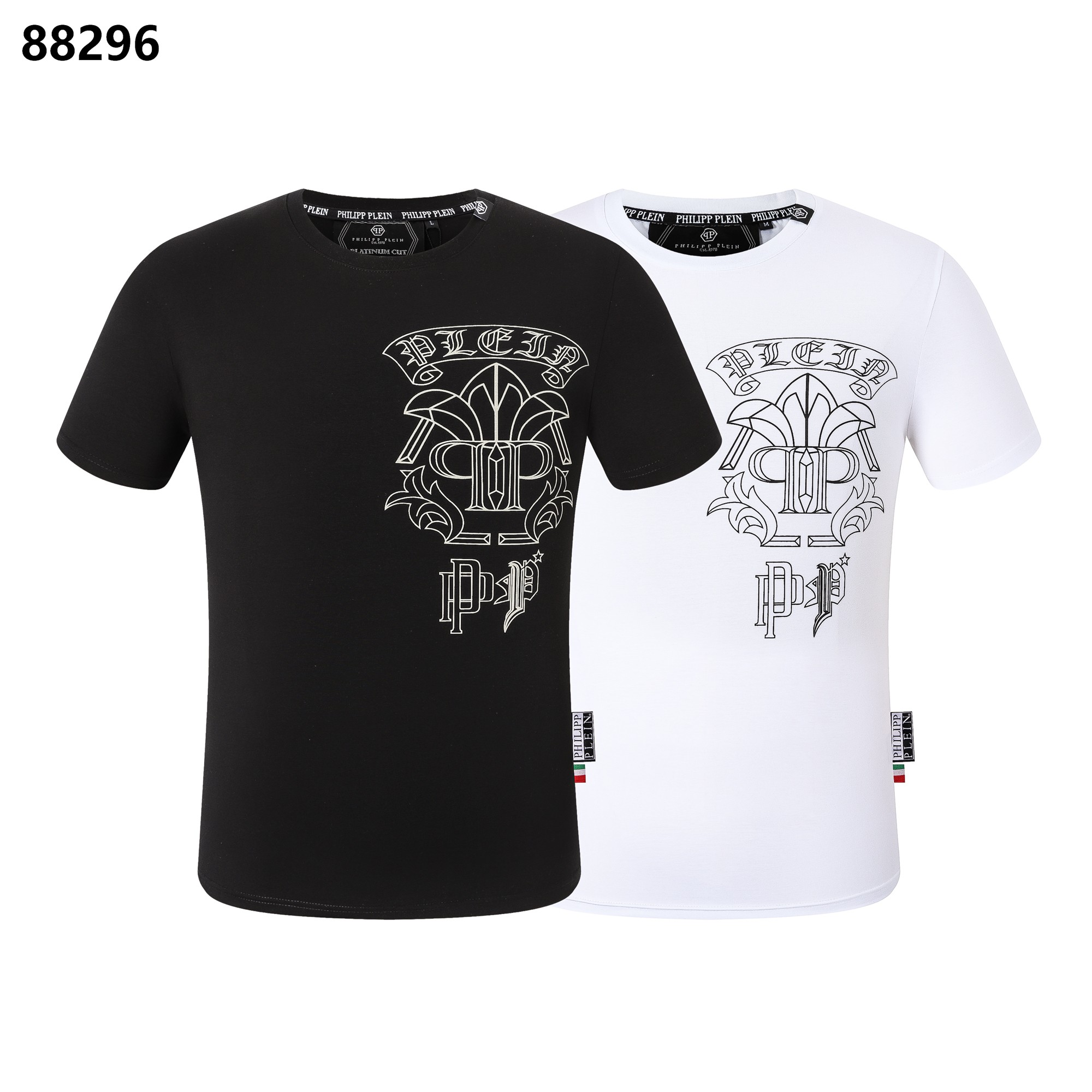 Philipp Plein Wholesale
 Clothing T-Shirt Black White Men Spring/Summer Collection Short Sleeve