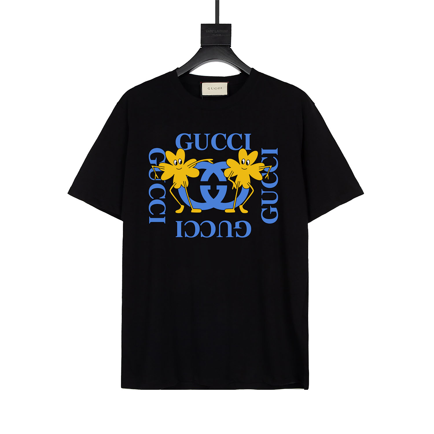 GUCCI古驰 20ss春夏新款 兔年限定 定制260g双纱纯棉面料 双环玩偶logo 上身减龄百搭，男女同款 款号2499 颜色：黑 白 米杏 尺码：SMLXL