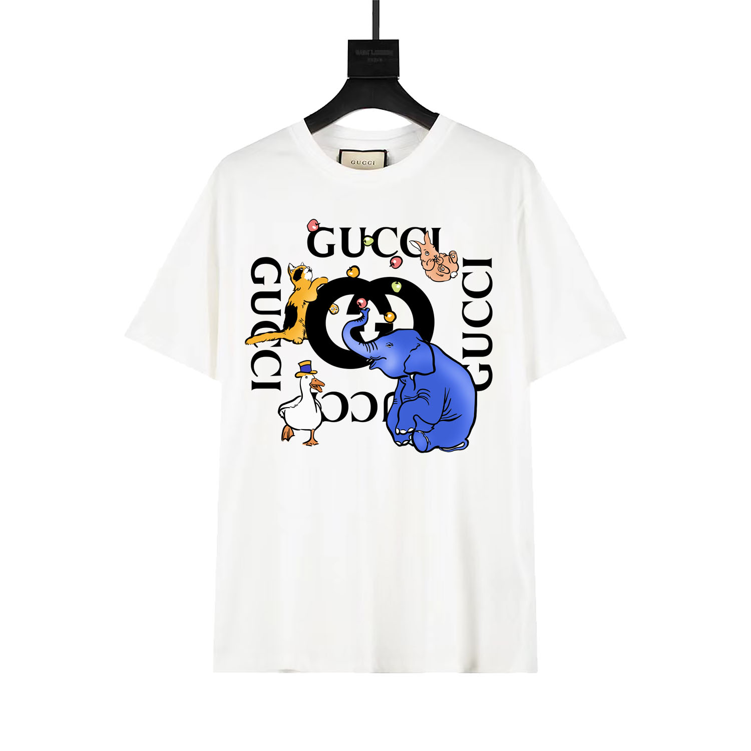 gucci 古驰 20ss春夏新款 兔年限定 动物世界字母logo定制260g双纱纯棉面料 手感非常舒服 时尚又个性 超级百搭好看的一款 男女都非常合适 人手必备款 款号:2504 颜色:黑 白 米杏 码数SMLXL