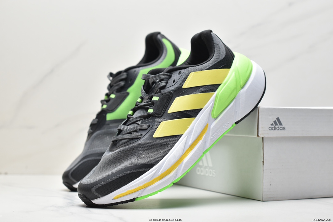 180 Adidas Adistar 1 W Low 巡航舰1代系列低帮马慢跑鞋“网织黑黄荧光绿”GX8418