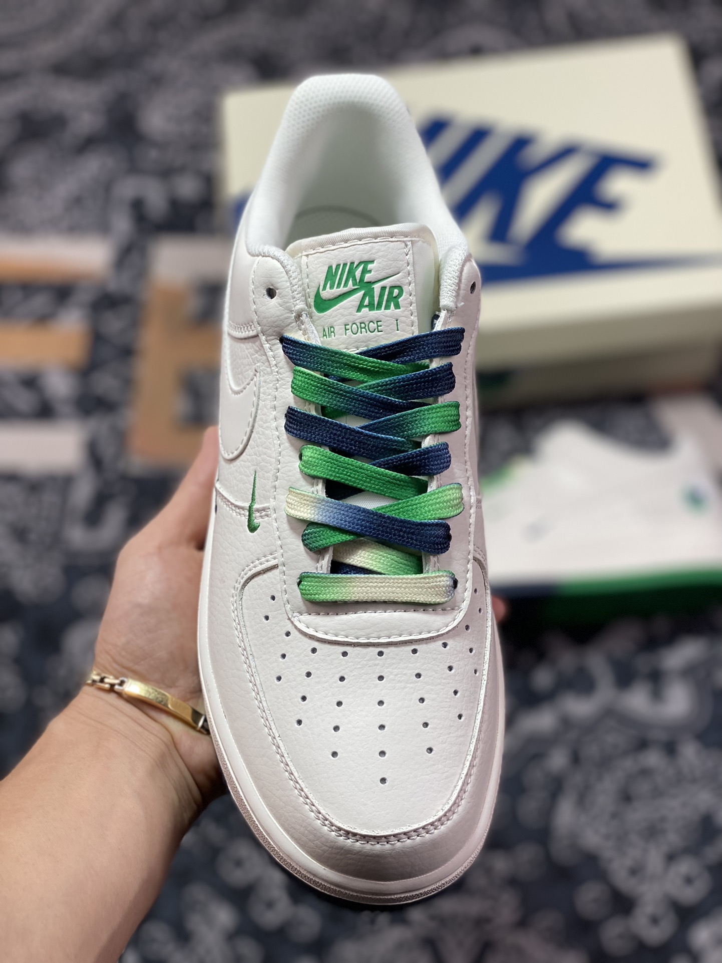 Nike Air Force 1'07 QS Low ”Dallas Mavericks” Air Force One sneakers ”Mavericks white green dark blue mini double hook” DD5969-899