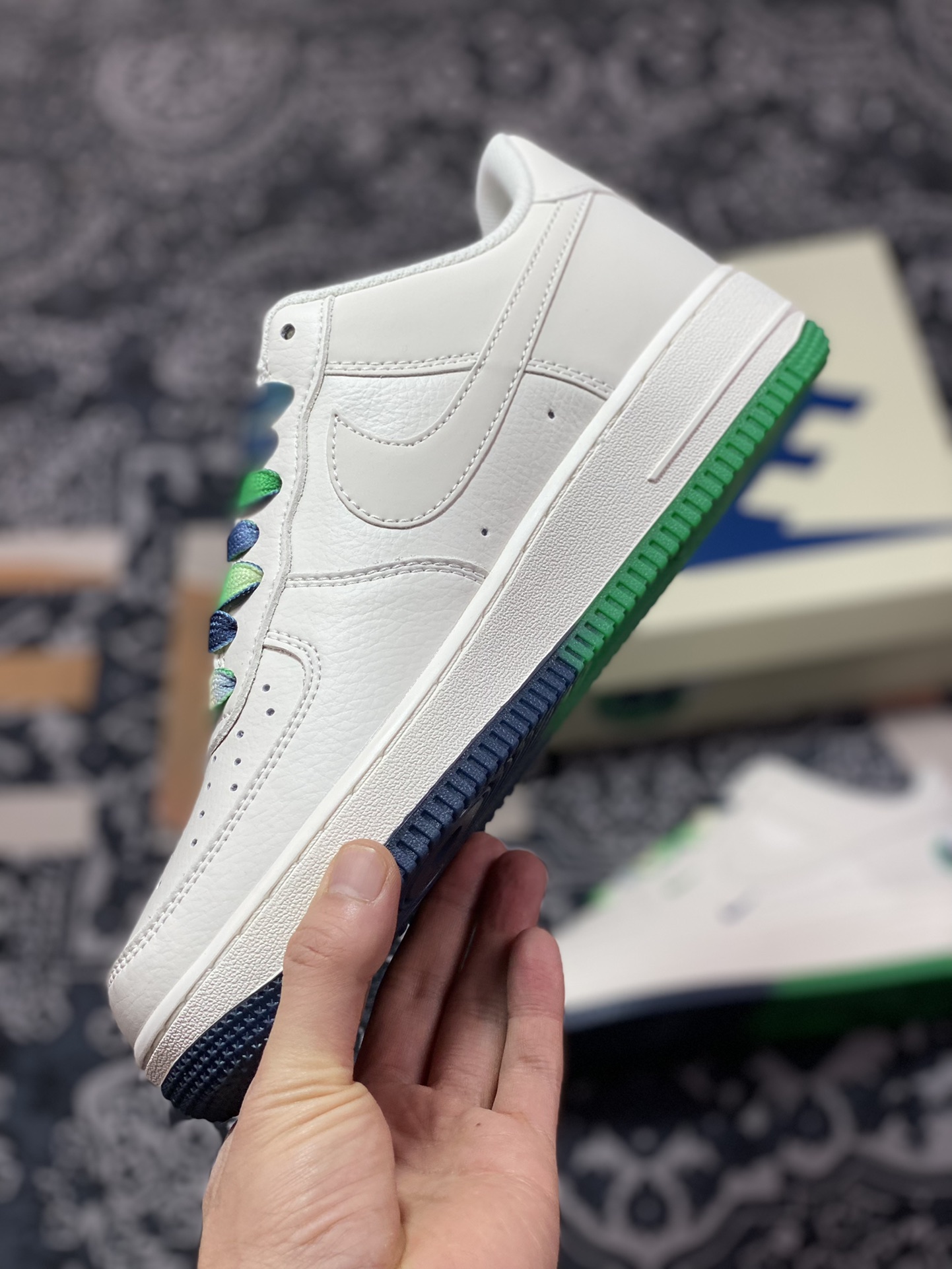 Nike Air Force 1'07 QS Low ”Dallas Mavericks” Air Force One sneakers ”Mavericks white green dark blue mini double hook” DD5969-899