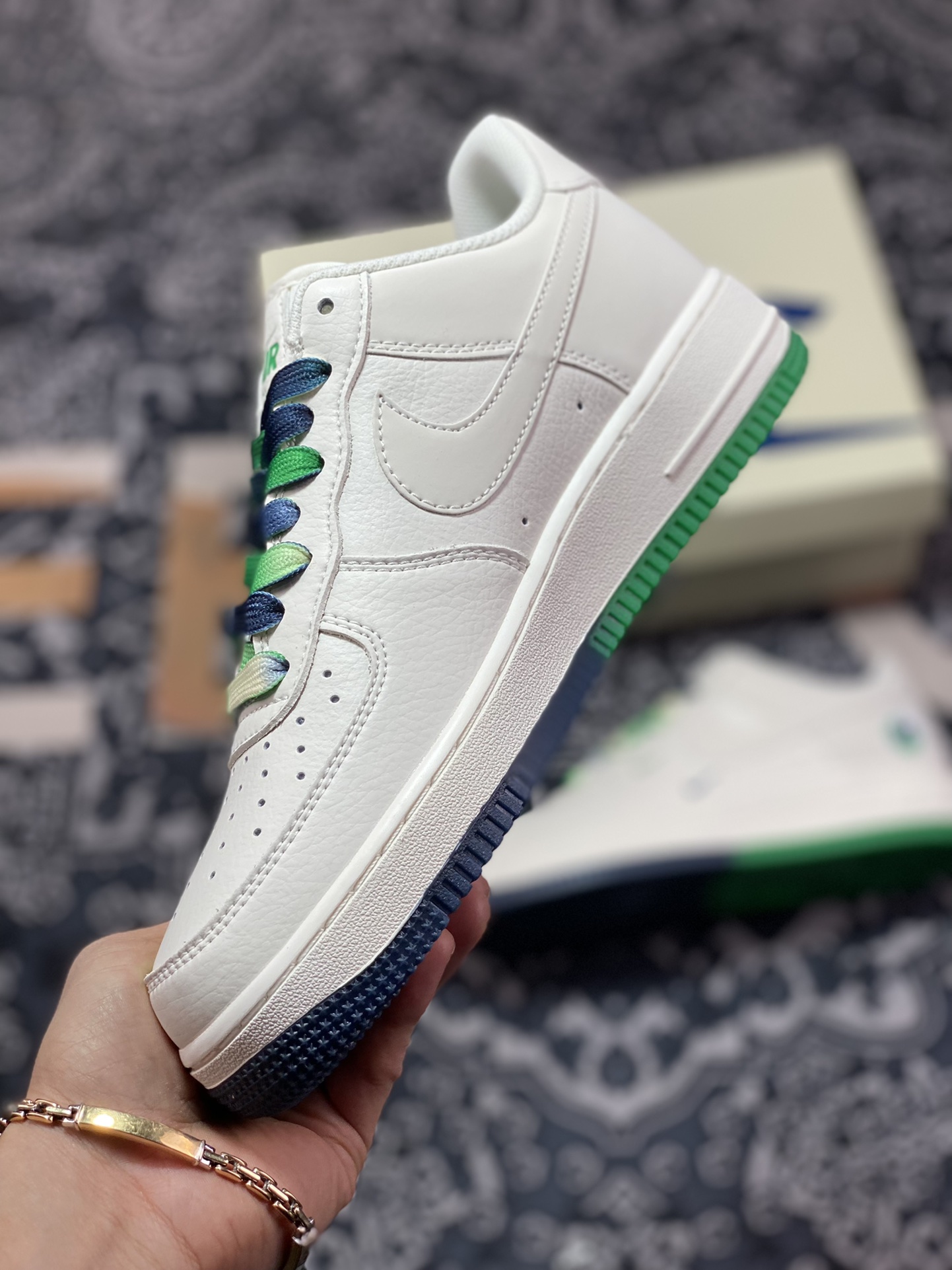 Nike Air Force 1'07 QS Low ”Dallas Mavericks” Air Force One sneakers ”Mavericks white green dark blue mini double hook” DD5969-899