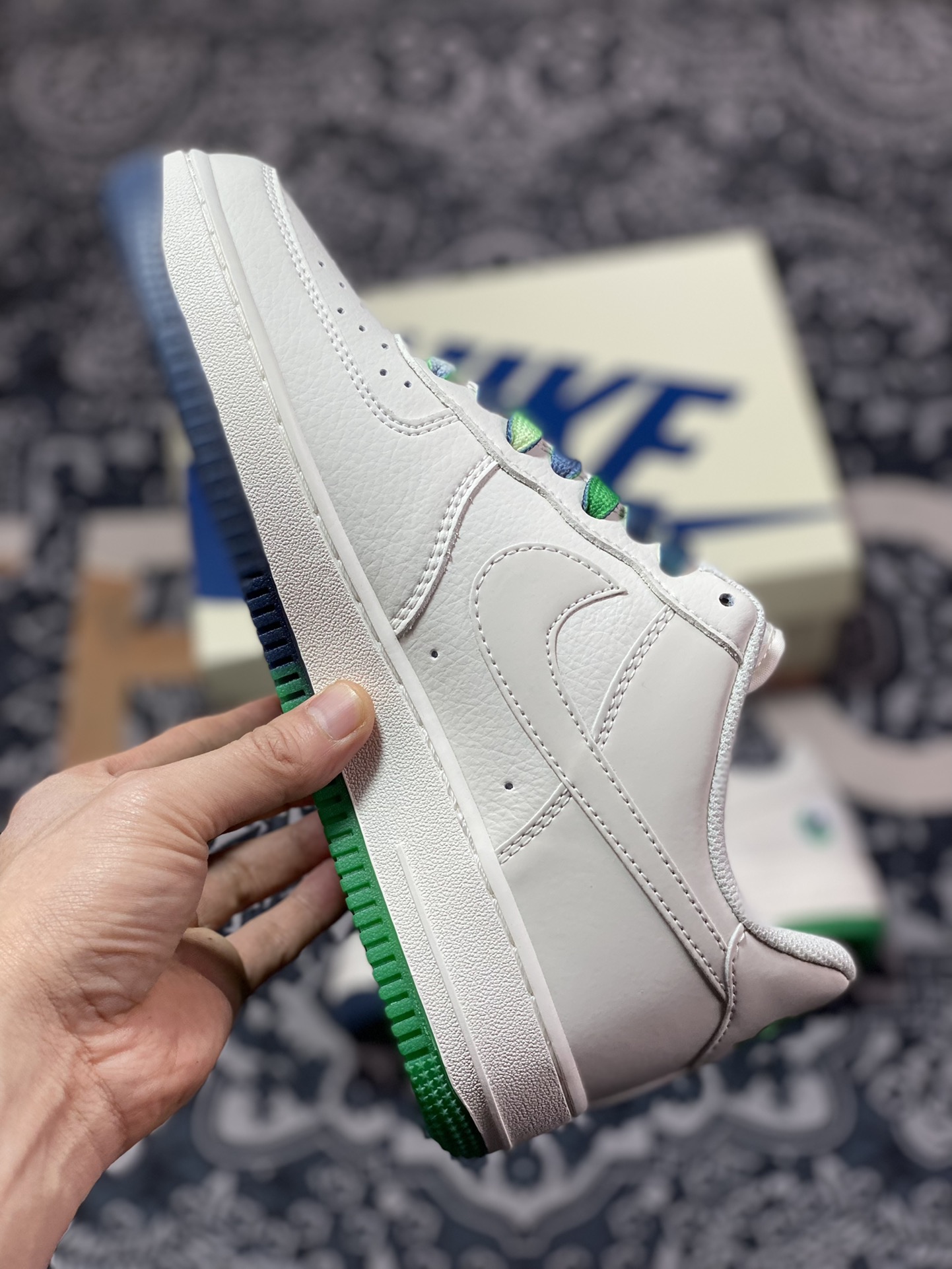 Nike Air Force 1'07 QS Low ”Dallas Mavericks” Air Force One sneakers ”Mavericks white green dark blue mini double hook” DD5969-899