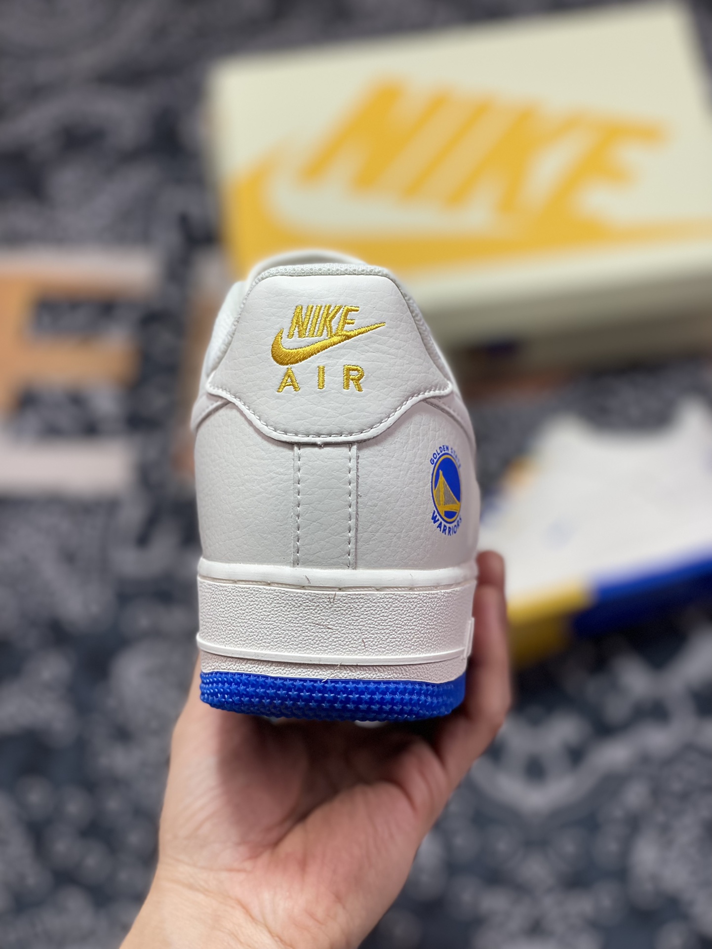 Nike Air Force 1'07 QS Low ”Mitchell & Ness” Air Force One sneakers ”Warrior Beige Purple Yellow Blue Mini Double Hook” GS6638-150