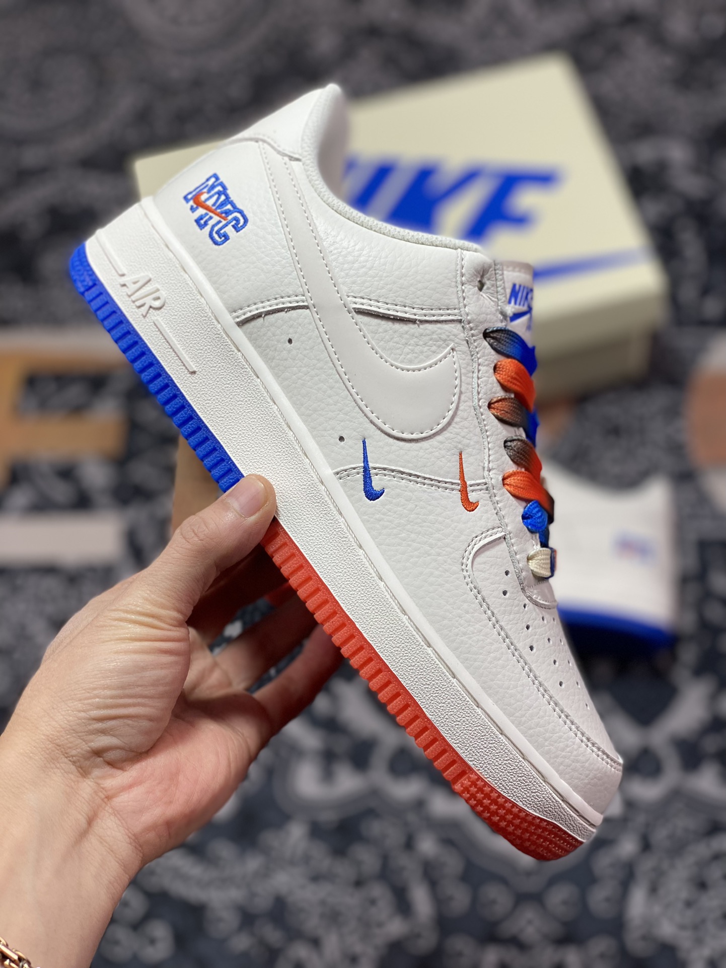 Nike Air Force 1'07 QS Low Air Force 1 classic low-cut sneakers ”Warrior Beige Red Blue Mini Double Hook” GT1989-105