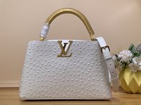 Louis Vuitton LV Capucines 1:1
 Bags Handbags White Cowhide Goat Skin Ostrich Leather Sheepskin N93419