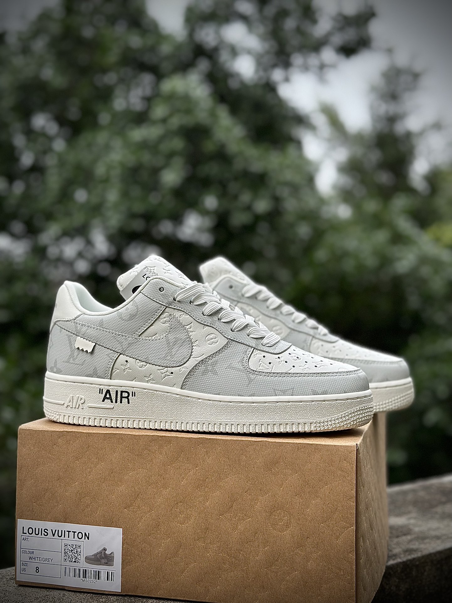 联名款福利特价大码供应LouisVuittonxNikeAirForce1Low低帮系带板鞋白红蓝LV联