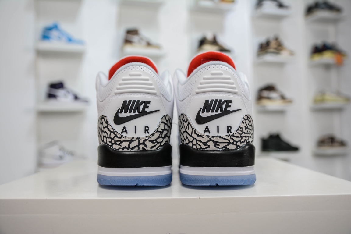 Original Air Jordan 3 Retro Free Throw Line White white cement color 923096-101