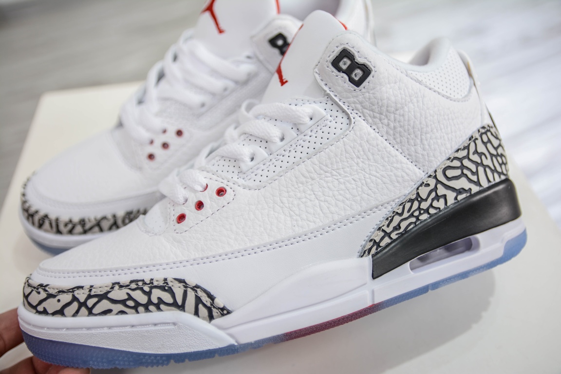 Original Air Jordan 3 Retro Free Throw Line White white cement color 923096-101