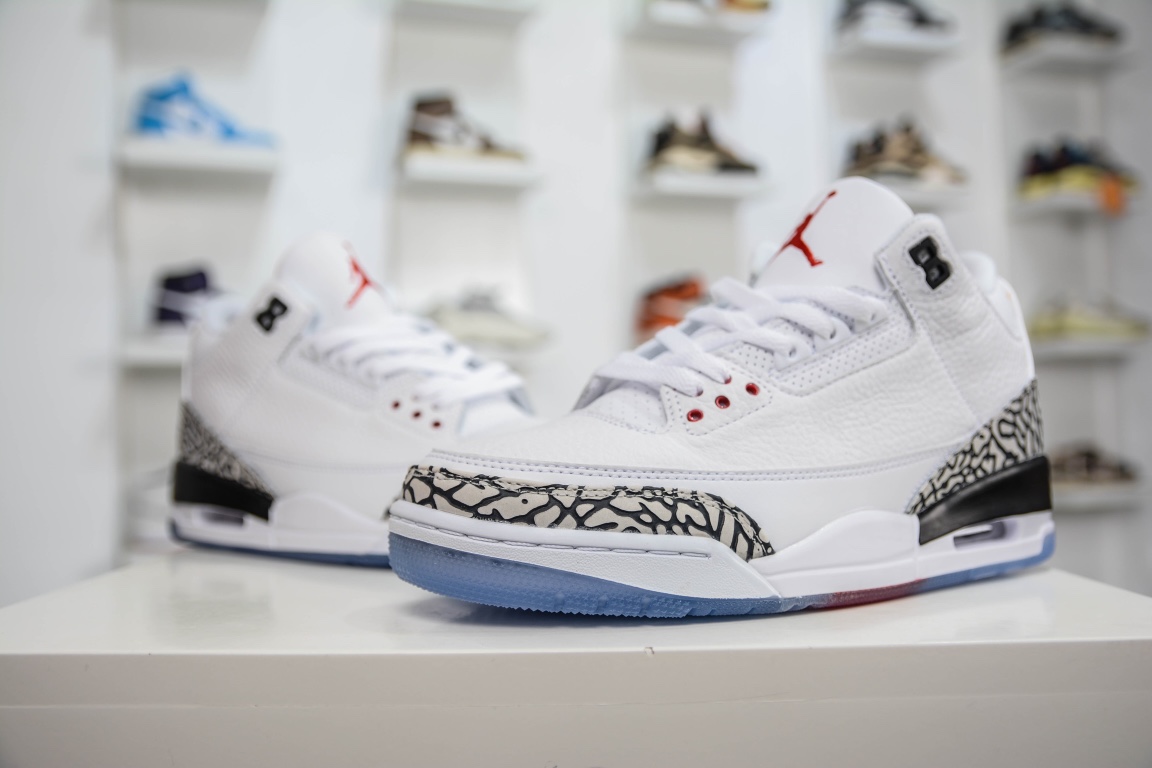 Original Air Jordan 3 Retro Free Throw Line White white cement color 923096-101