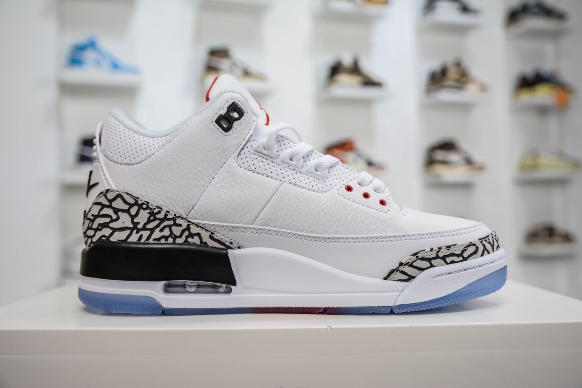 Original Air Jordan 3 Retro Free Throw Line White white cement color 923096-101