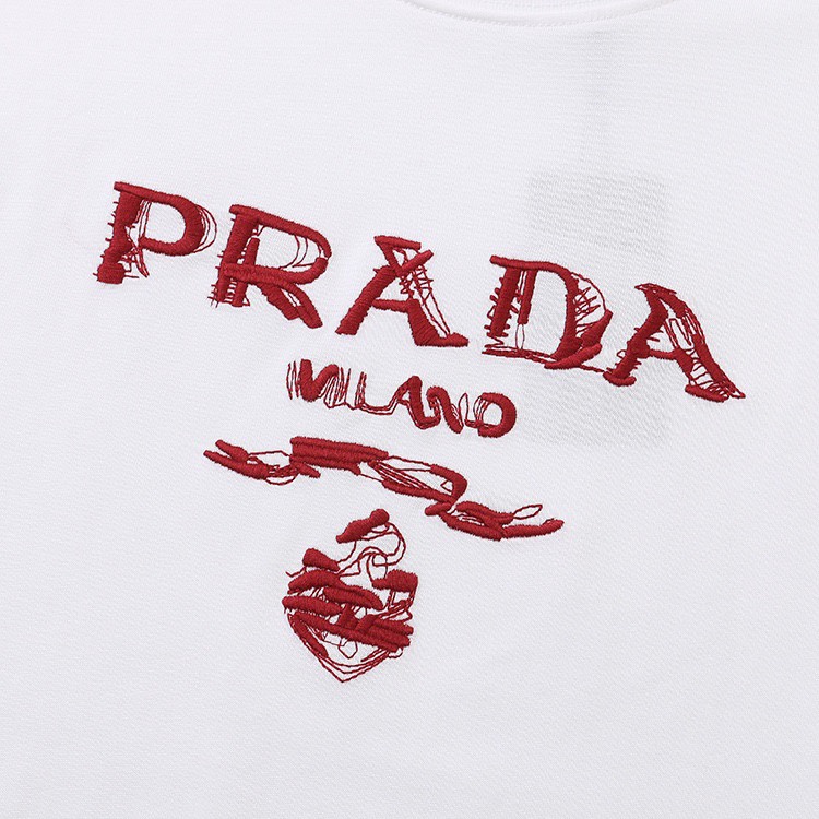 160 普拉达/PRADA 柜子同款 刺绣宽松显瘦短袖T恤