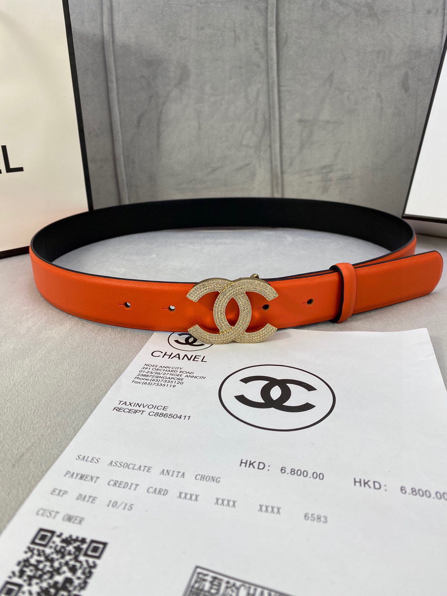  宽度3.0cm Chanel （香奈儿）女士腰带皮带新款柔软进口小牛皮金 银色方钻金属钢扣