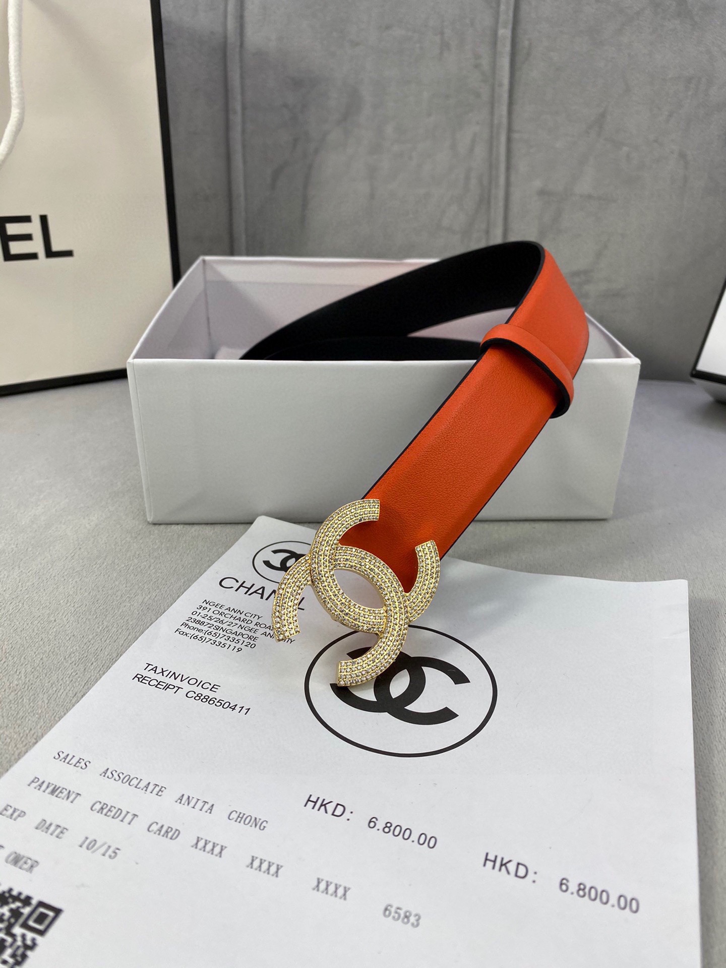 宽度3.0cm Chanel （香奈儿）女士腰带皮带新款柔软进口小牛皮金 银色方钻金属钢扣