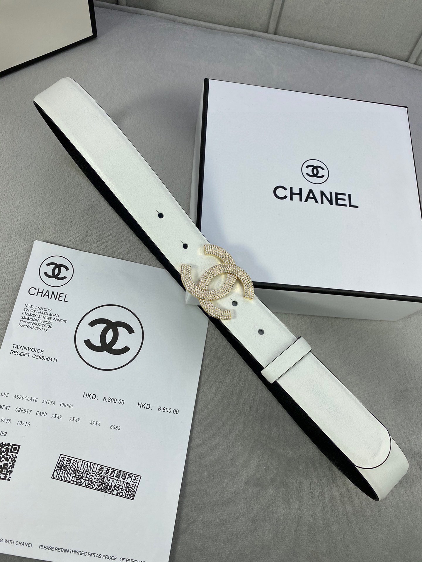  宽度3.0cm Chanel （香奈儿）女士腰带皮带新款柔软进口小牛皮金 银色方钻金属钢扣