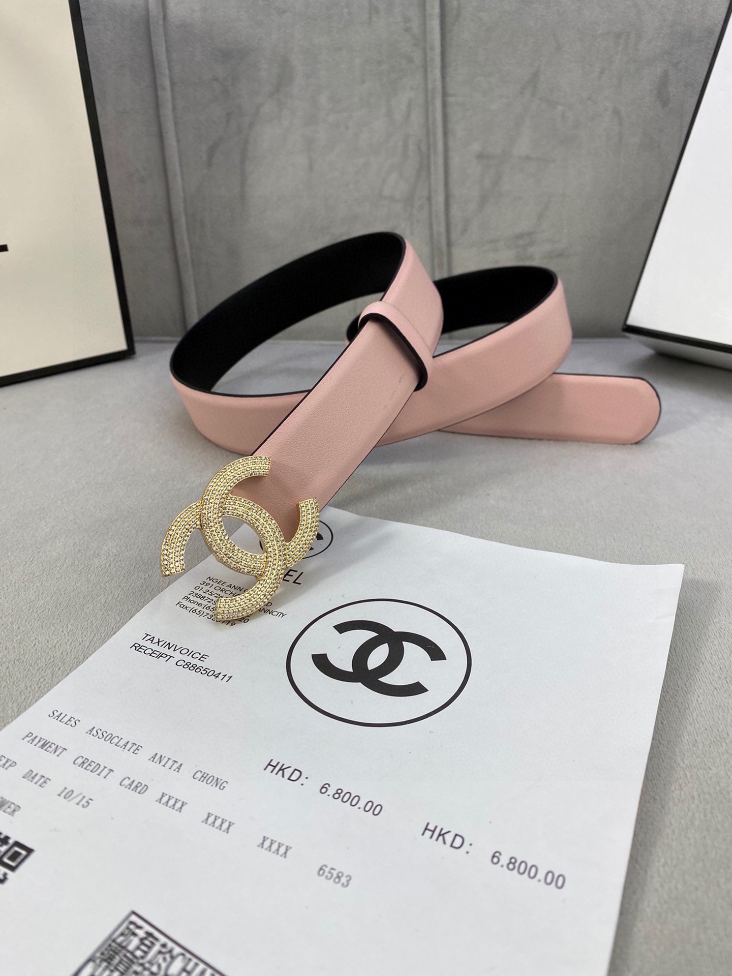  宽度3.0cm Chanel （香奈儿）女士腰带皮带新款柔软进口小牛皮金 银色方钻金属钢扣