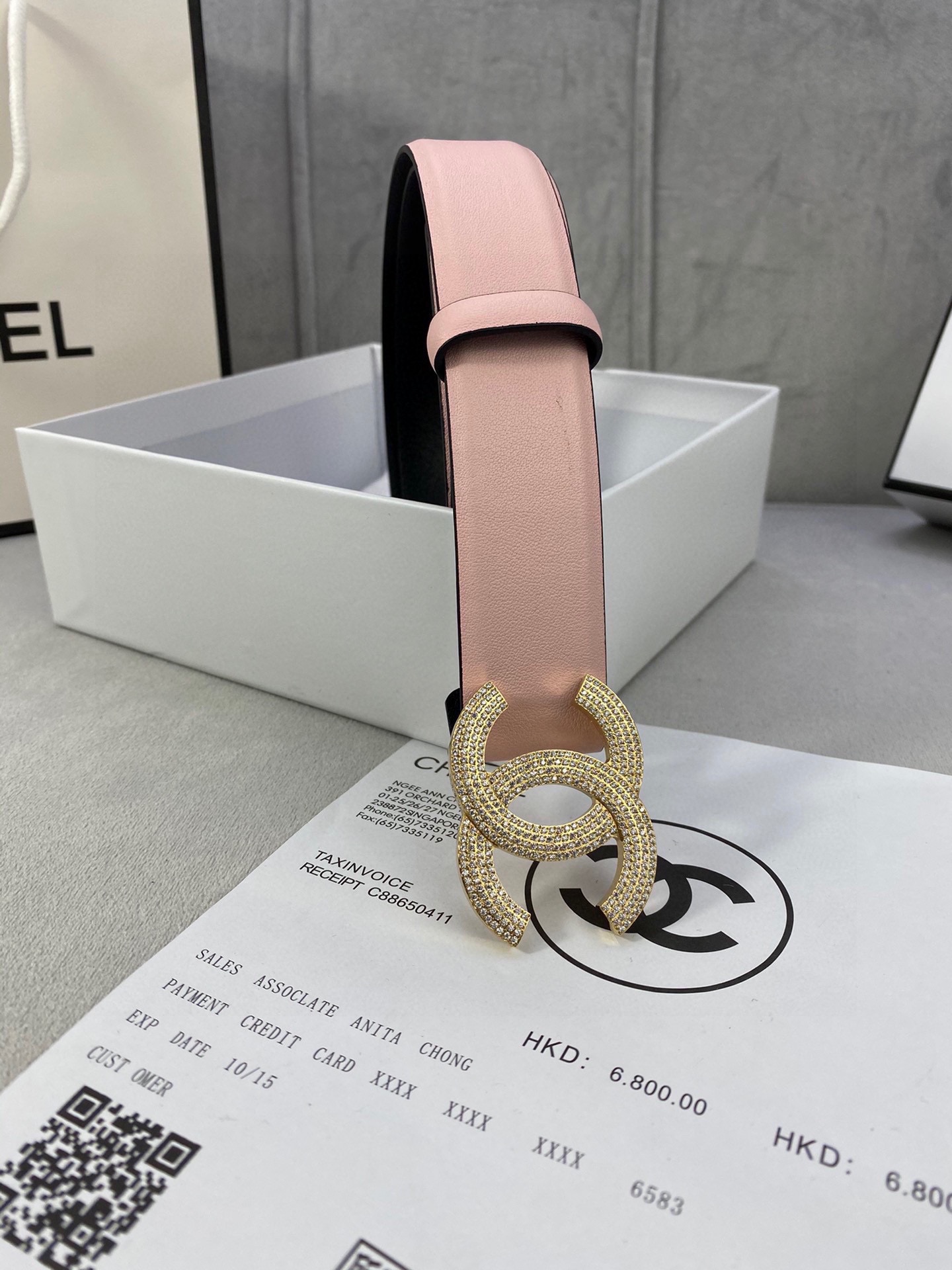  宽度3.0cm Chanel （香奈儿）女士腰带皮带新款柔软进口小牛皮金 银色方钻金属钢扣