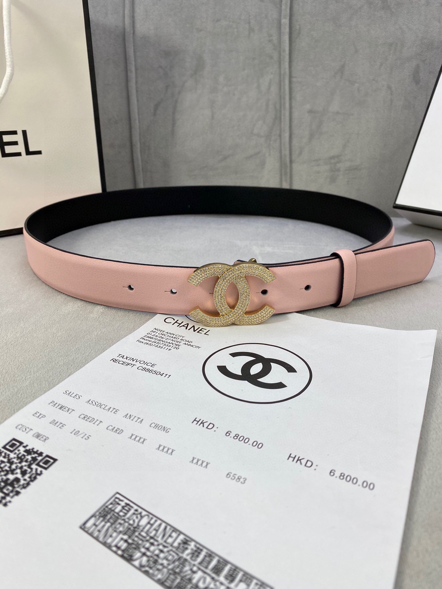  宽度3.0cm Chanel （香奈儿）女士腰带皮带新款柔软进口小牛皮金 银色方钻金属钢扣
