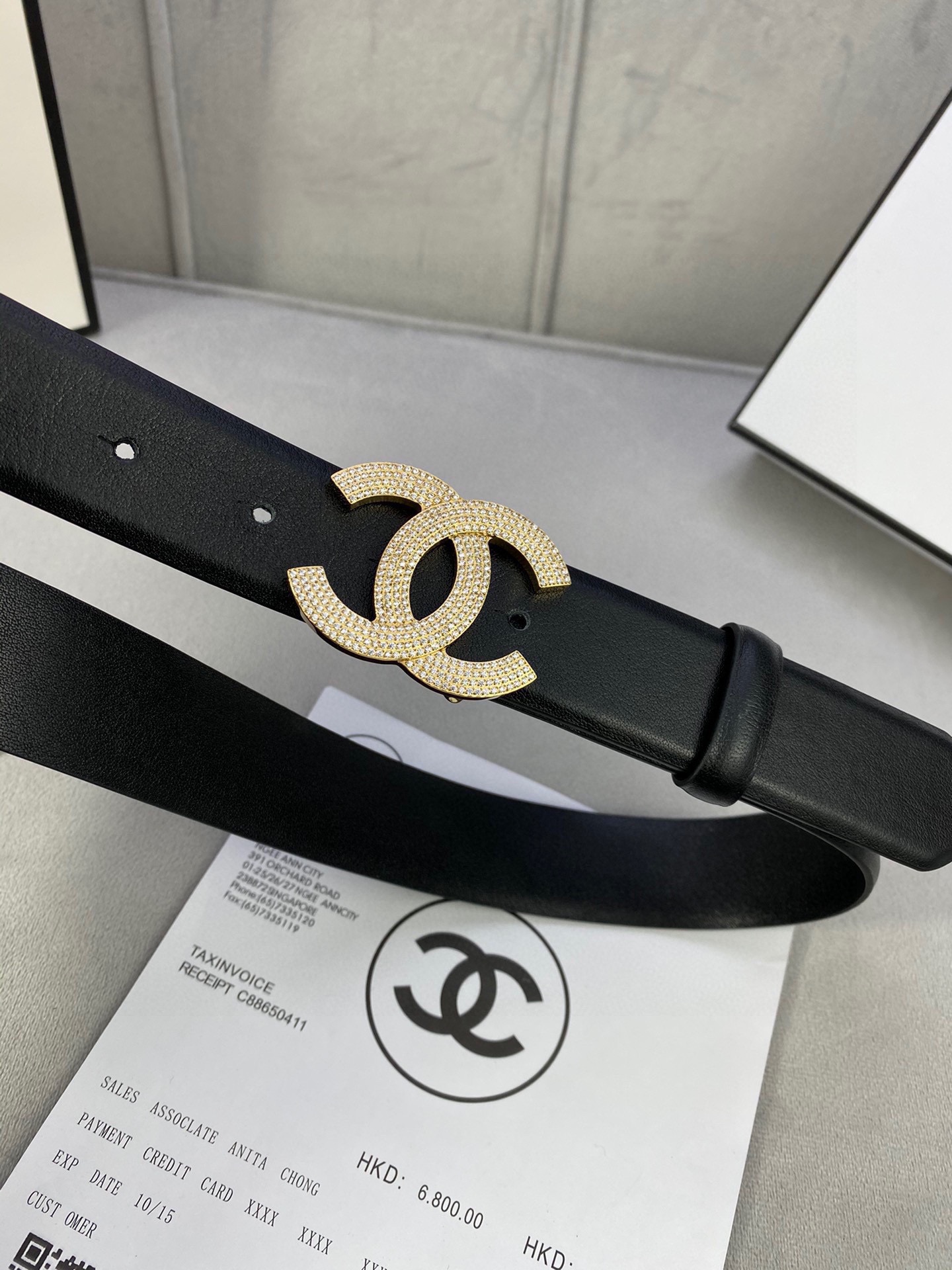  宽度3.0cm Chanel （香奈儿）女士腰带皮带新款柔软进口小牛皮金 银色方钻金属钢扣
