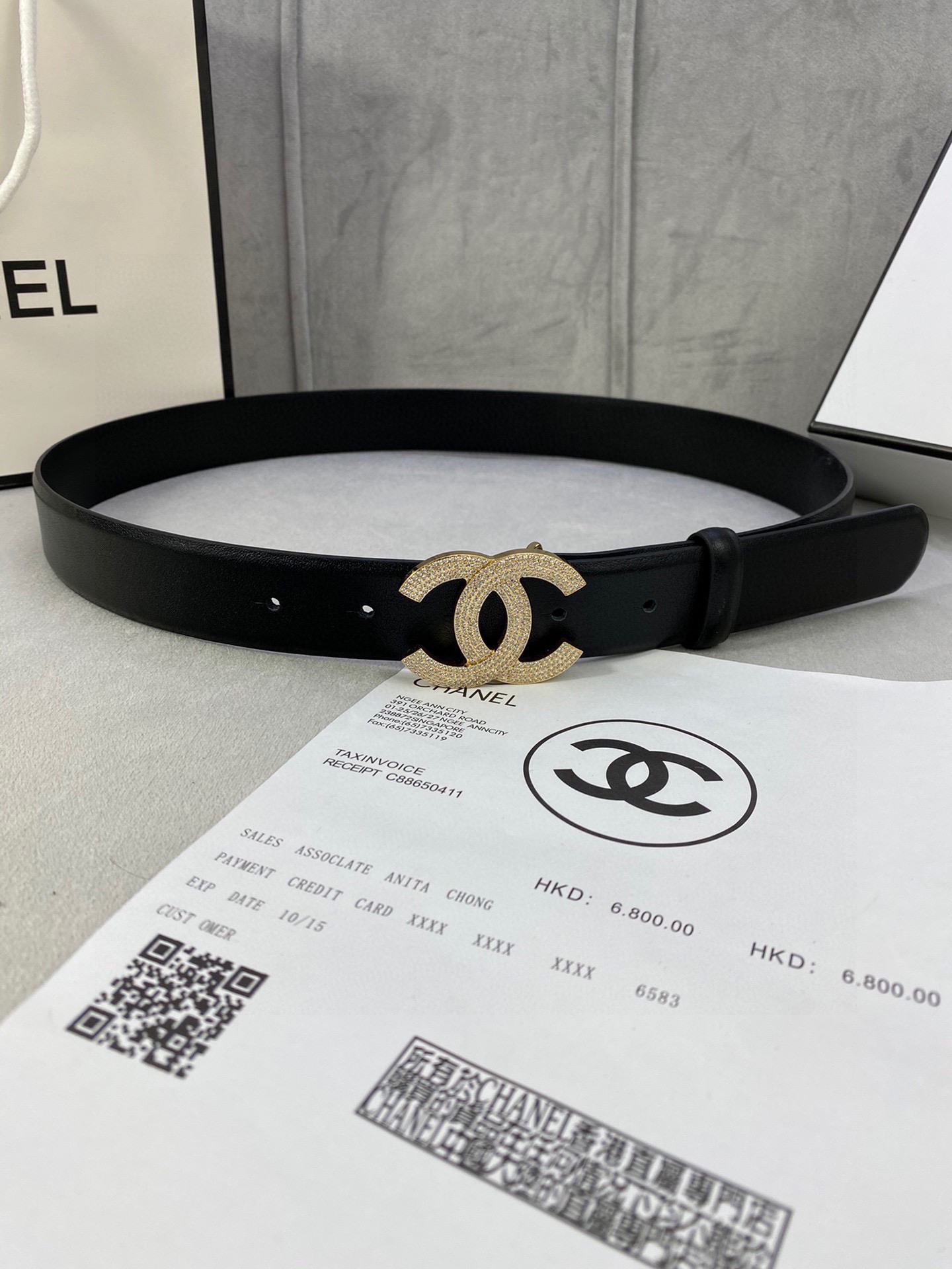  宽度3.0cm Chanel （香奈儿）女士腰带皮带新款柔软进口小牛皮金 银色方钻金属钢扣