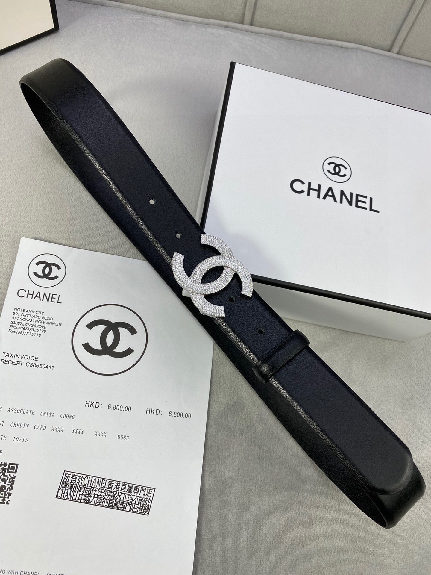 宽度3.0cm Chanel （香奈儿）女士腰带皮带新款柔软进口小牛皮金 银色方钻金属钢扣