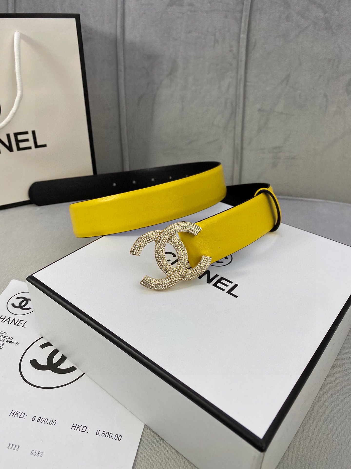  宽度3.0cm Chanel （香奈儿）女士腰带皮带新款柔软进口小牛皮金 银色方钻金属钢扣