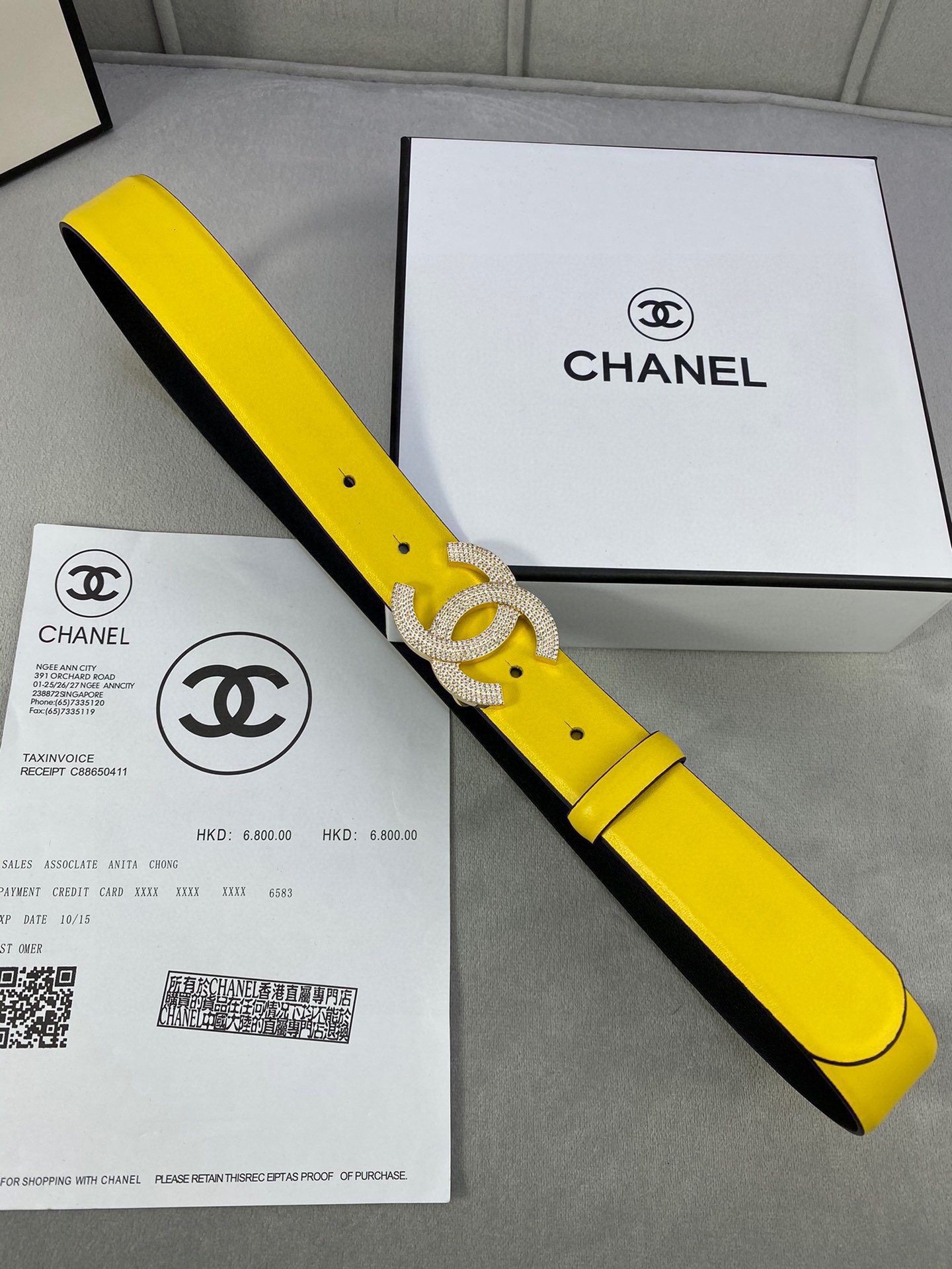  宽度3.0cm Chanel （香奈儿）女士腰带皮带新款柔软进口小牛皮金 银色方钻金属钢扣