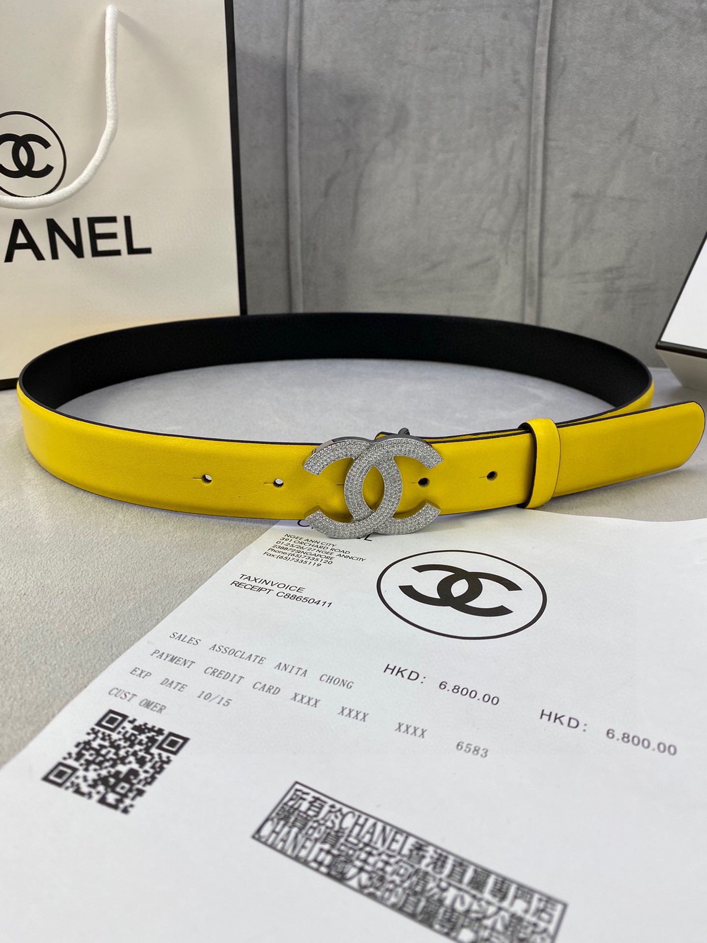  宽度3.0cm Chanel （香奈儿）女士腰带皮带新款柔软进口小牛皮金 银色方钻金属钢扣