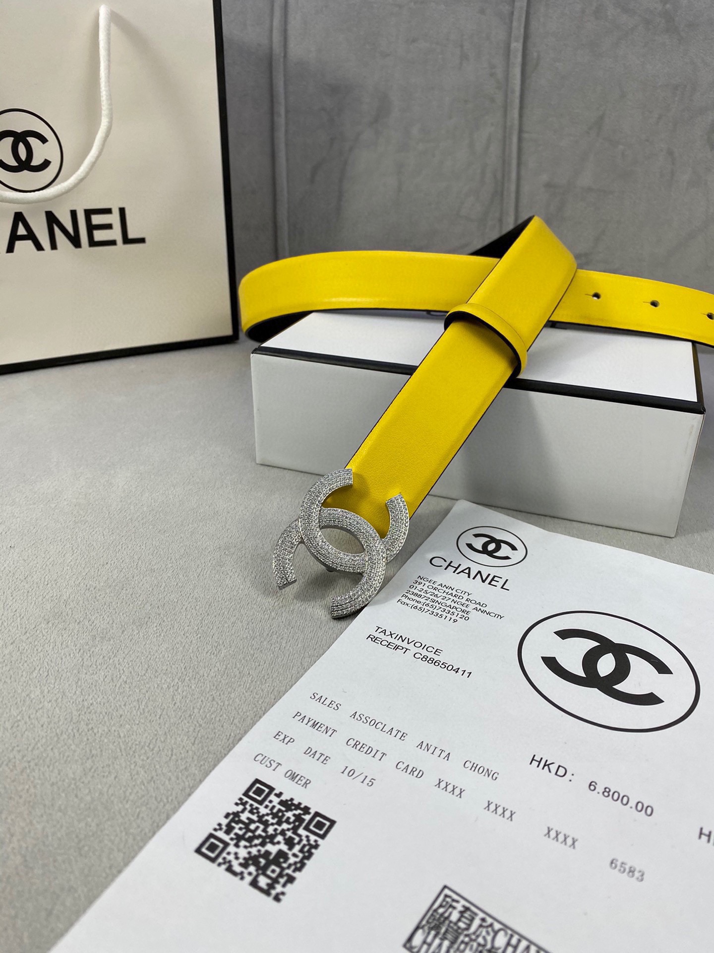  宽度3.0cm Chanel （香奈儿）女士腰带皮带新款柔软进口小牛皮金 银色方钻金属钢扣