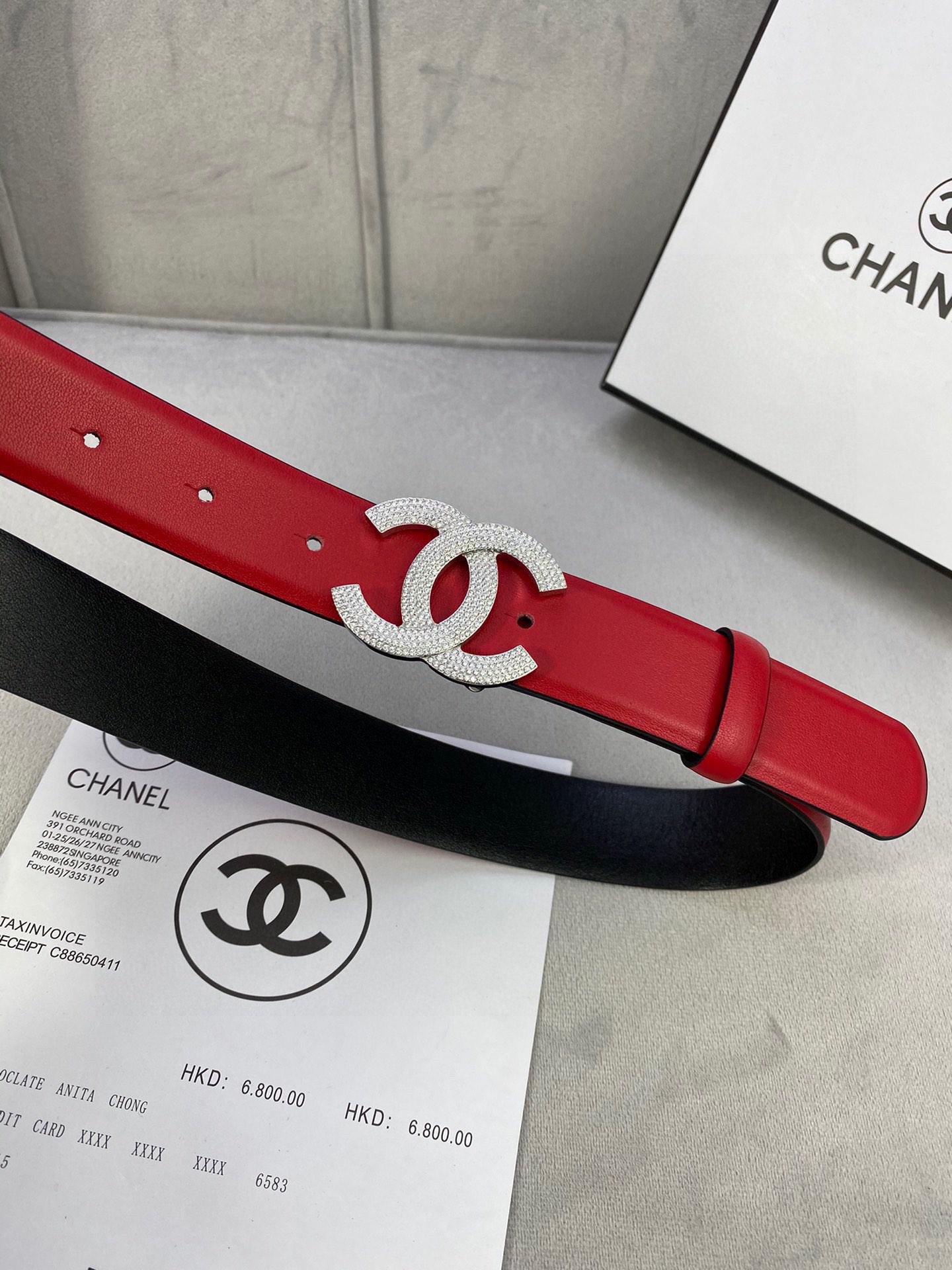  宽度3.0cm Chanel （香奈儿）女士腰带皮带新款柔软进口小牛皮金 银色方钻金属钢扣