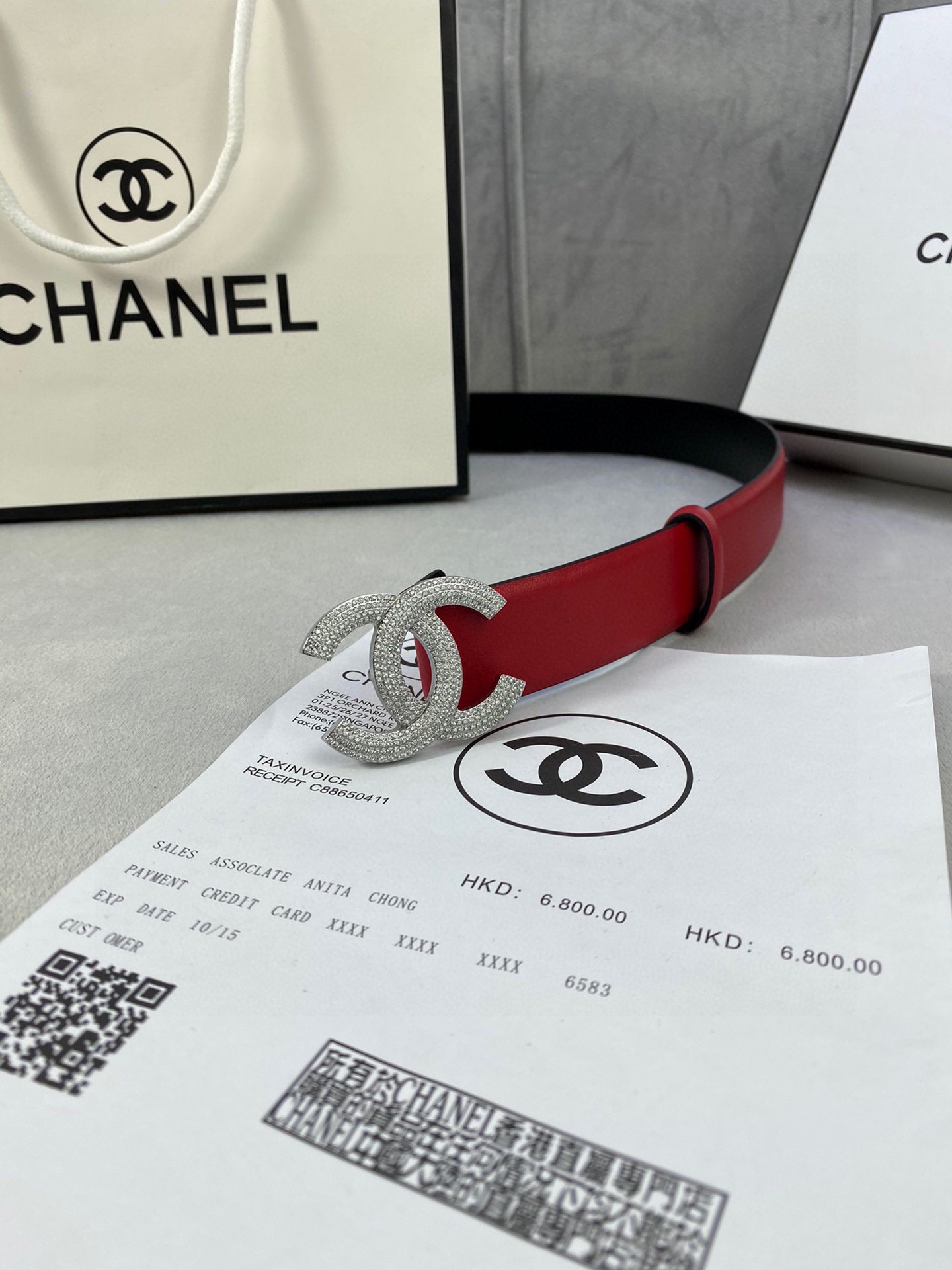  宽度3.0cm Chanel （香奈儿）女士腰带皮带新款柔软进口小牛皮金 银色方钻金属钢扣