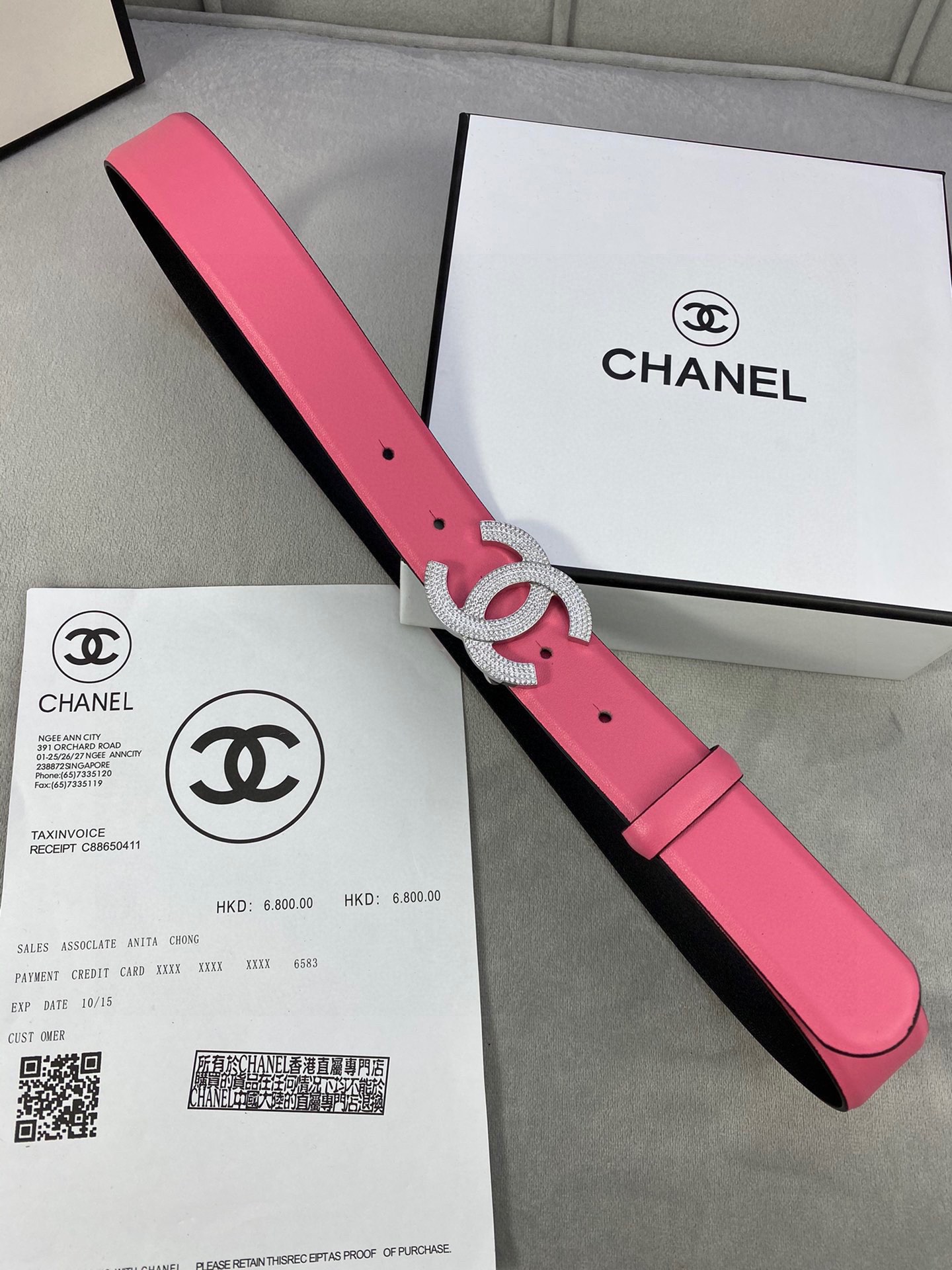  宽度3.0cm Chanel （香奈儿）女士腰带皮带新款柔软进口小牛皮金 银色方钻金属钢扣
