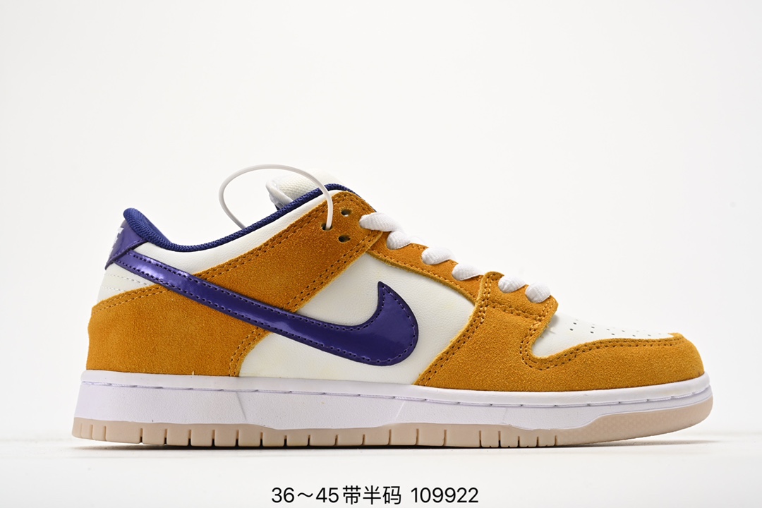 巅峰版100
Nk SB Dunk Low Laser Orange湖人紫金配色 货号：BQ6817-800这款低帮配色上与湖人球队的配色十分相近。同时融入乳白色的配色也让鞋身整体更为柔和。 搭配的另外一副紫色鞋带，也令人更加期待上脚效果。水晶大底也让鞋身整体增添一份复古感觉。紫金配色作为湖人球队的专属配色，其鲜明的视觉效果为人熟知
尺码：36 36.5 37.5 38 38.5 39 40 40.5 41 42 42.5 43 44 45 46