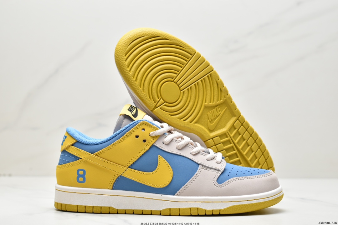 180 Kobe Bryant x Nike SB Dunk Low"8·24"扣篮系板鞋“拼接北卡蓝黄浅灰” LF2428-002