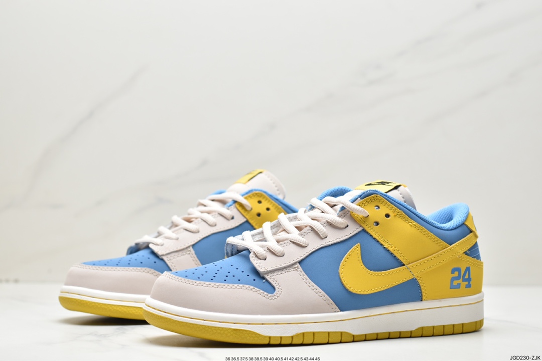 180 Kobe Bryant x Nike SB Dunk Low"8·24"扣篮系板鞋“拼接北卡蓝黄浅灰” LF2428-002