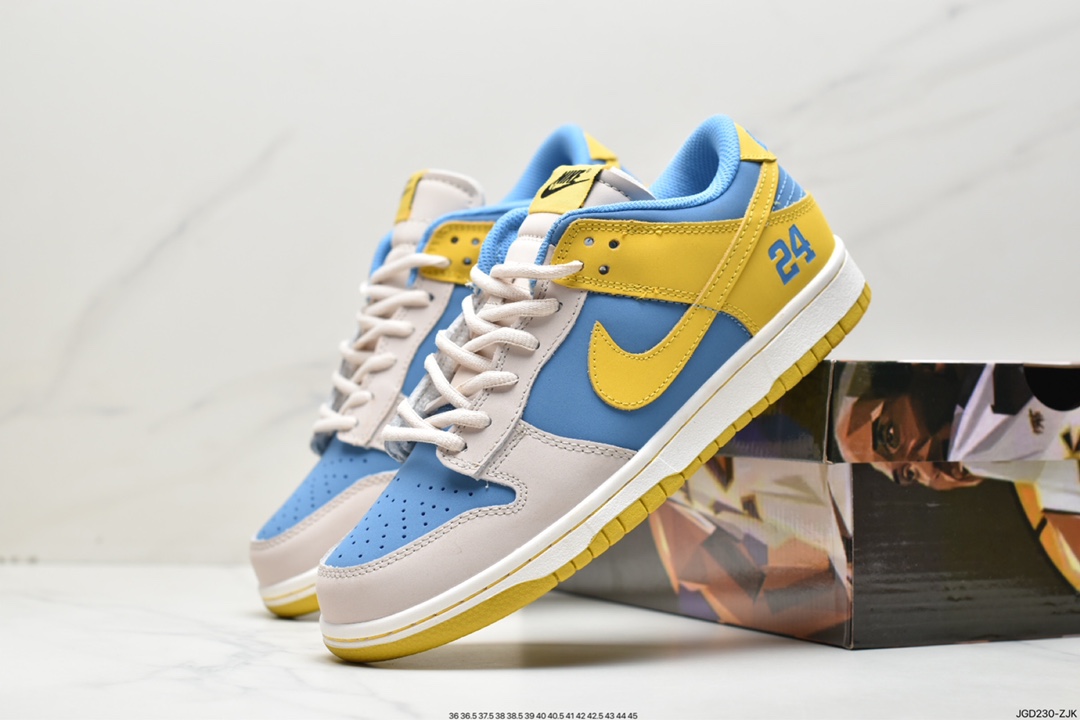 180 Kobe Bryant x Nike SB Dunk Low"8·24"扣篮系板鞋“拼接北卡蓝黄浅灰” LF2428-002