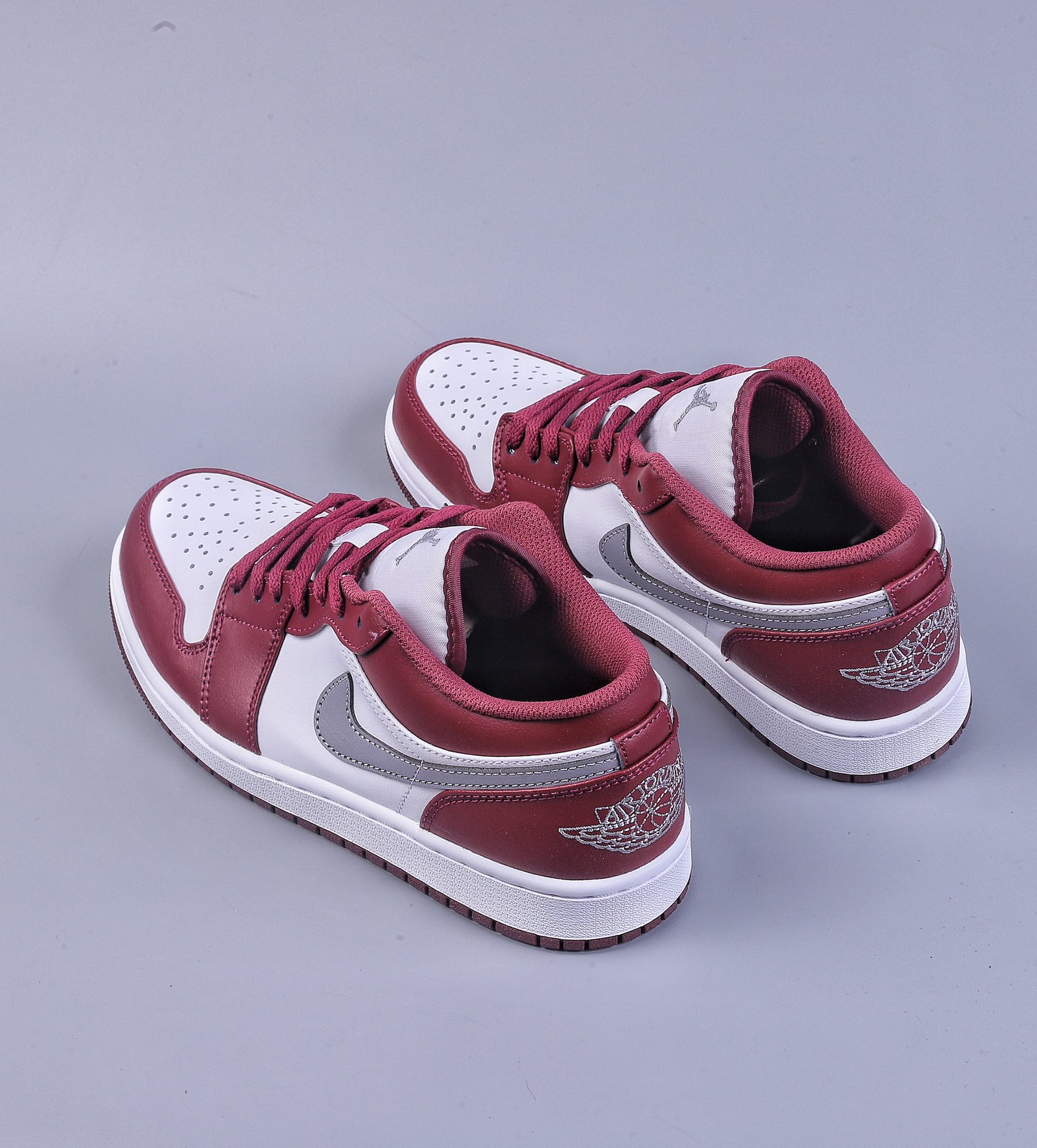 DT version Air Jordan AJ1 Low low series Bordeaux wine red and white 553558-615