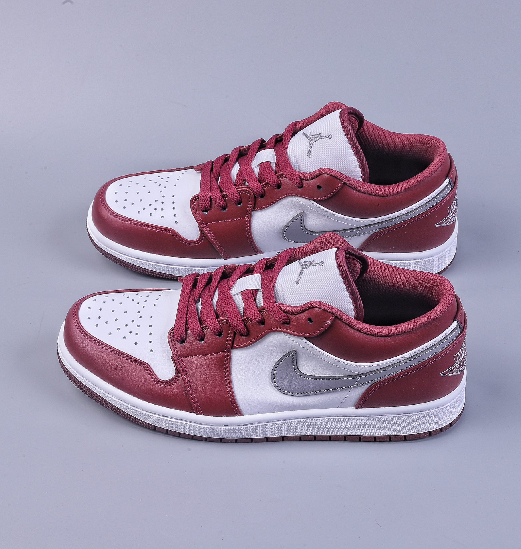 DT version Air Jordan AJ1 Low low series Bordeaux wine red and white 553558-615