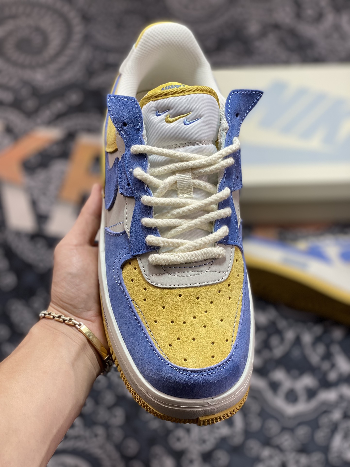 Nike Wmns Air Force 1 Fontanka ”Blue/Beige/Olive” Air Force One sneakers ”denim blue and yellow” CW6688-807